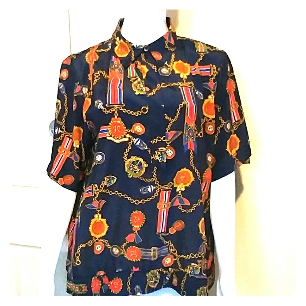 ALFRED DUNNER Vintage chain print Top Sz 12